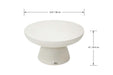 Top view of Elementi Kylix Series medium coffee table with dimensions labeled, highlighting its round shape and size.