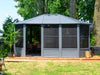 Full view of the Freestanding Solarium Gazebo with slate metal roof, displaying the entire structure
