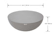 Elementi Chronos Series large coffee table in space grey, showing dimensions of 42.1 inches in width and 15.6 inches in height.