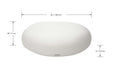 Elementi Hawaii Medium Pebble Table in cloud white, studio shot showing dimensions labeled in front view.