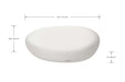 Elementi Hawaii Pebble Table dimensions in cream white.