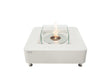 Full view of the Elementi Perth Ethanol Fire Table with clean flames enclosed in a glass guard