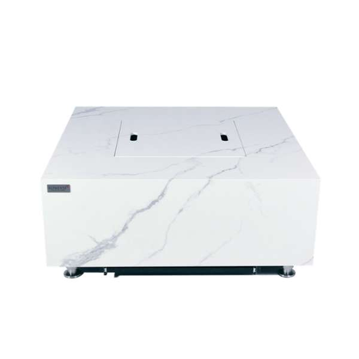 Elementi Plus Bianco White Marble Porcelain Fire Table OFP103BW closed lid