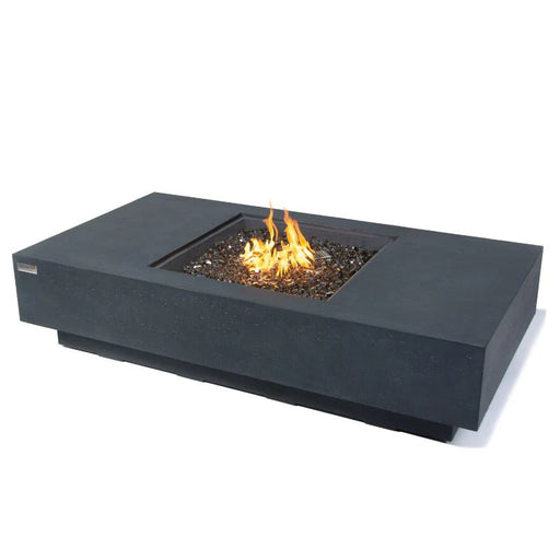 Rectangular Concrete Fire Pit Table OFG416DG with flames