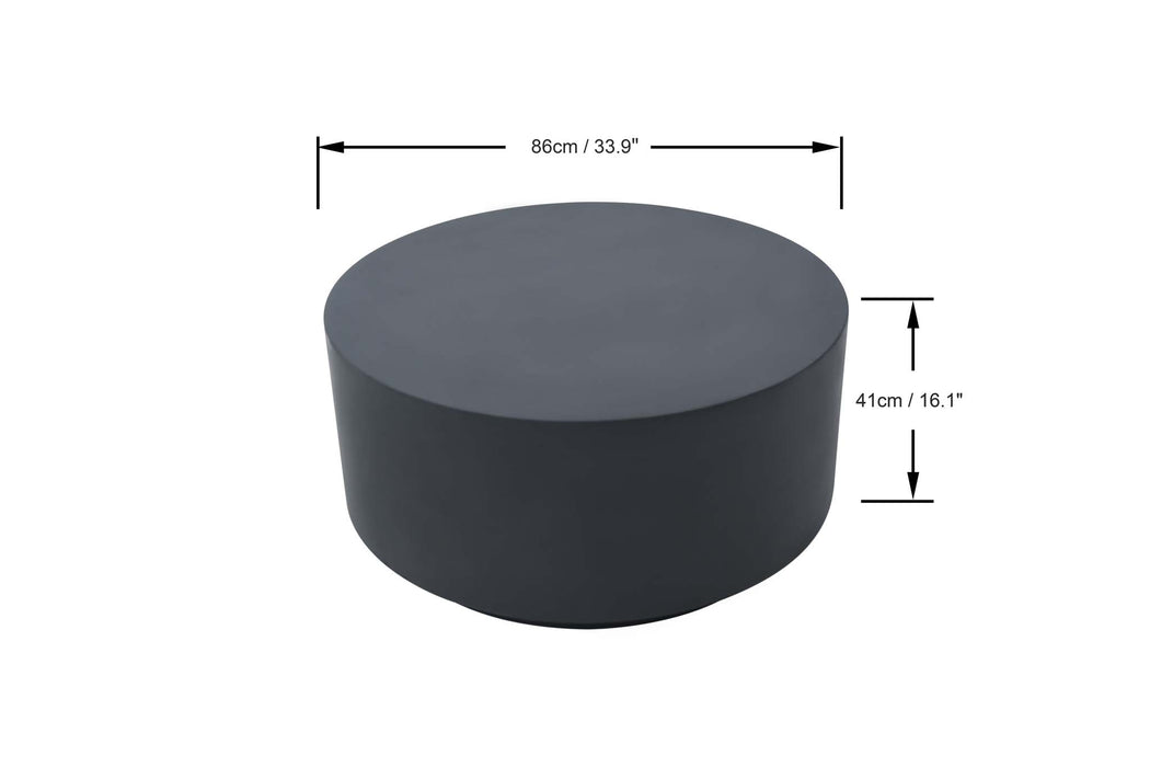 Elementi Rome Medium Slate Black Coffee Table dimensions displayed, showing the width and height measurements for precise size reference.