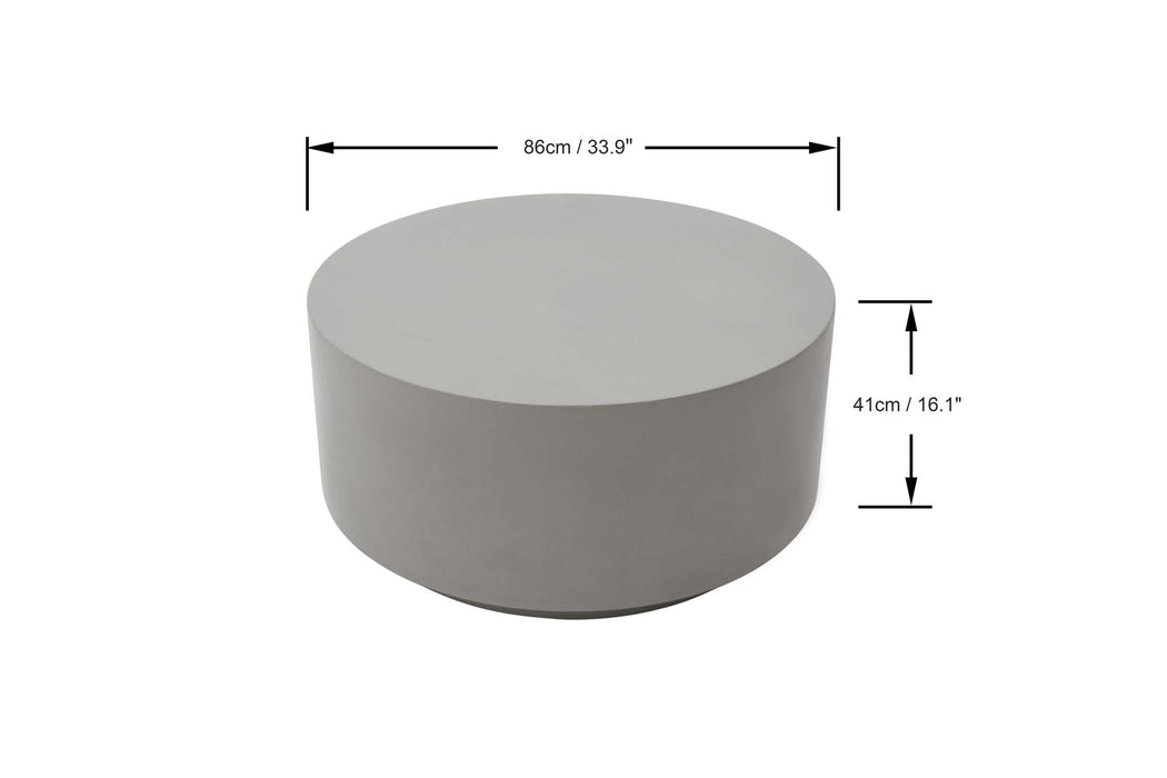 Elementi Rome Medium Space Grey Coffee Table dimensions displayed, showing the width and height measurements for precise size reference.