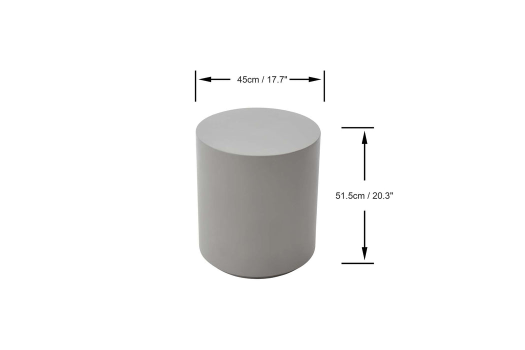 Elementi Rome Space Grey Side Table dimensions displayed, showing the width and height measurements for precise size reference.