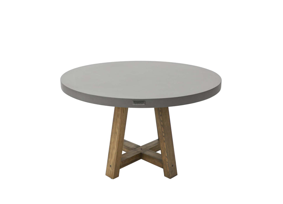 Elementi Verona Dining Table in space grey, studio shot emphasizing the wooden base and concrete tabletop design.