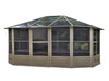 Full view of the 12x12 gazebo Florence Freestanding Solarium with sand polycarbonate roof, displaying the entire structure set against a plain background.