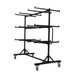 Empty Lifetime commercial folding chair cart featuring heavy duty steel construction, multiple stacking rails and swivel casters