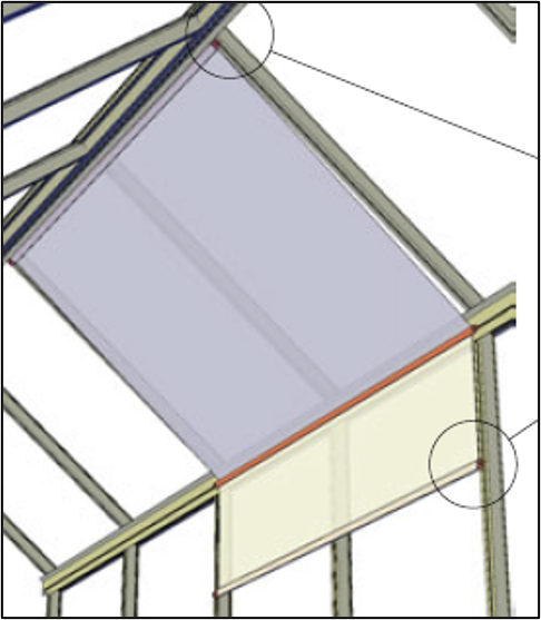 Illustration of a fixed shadecloth installed inside a Royal Victorian greenhouse, showing how it attaches to the frame for sun protection.