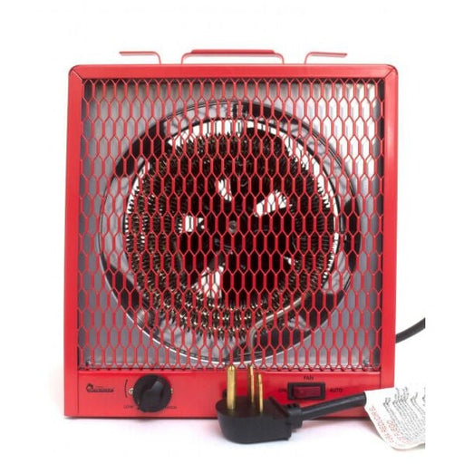 Red box infrared portable industrial heater, 208–240V, 4200–5600W with NEMA #6-30P plug, thermostat control, ideal for RIGA XL and VI 46 greenhouses.