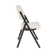 Side profile studio shot of a Lifetime folding chair showing the contoured seat and back.