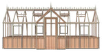 Front layout of the Alton Cedar Structure 7x20 Durham Greenhouse, emphasizing symmetry and entry design.