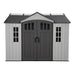 Front view of the Lifetime Shed Classic 10 x 8 with closed double doors and window panels on a white background.