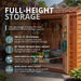 Cedar 8x4 SpaceSaver shed with double door, showing detailed wood construction and hardware close-up.