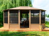 Full view of the Florence Freestanding Solarium gazebo with sand metal roof, displaying the entire structure 