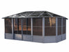 Full view of the 12x18 gazebo Florence Freestanding Solarium with slate polycarbonate roof, displaying the entire structure set against a plain background.