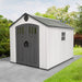 Full view of the Lifetime 8x10 Shed situated outdoors, illustrating its practical design and aesthetic appeal.