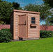 Top view of a 8x4 foot wooden garden shed with a single door, ideal for garden tools and supplies storage.