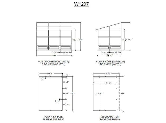 Technical specifications and dimensions for Gazebo Penguin Florence 8x12 Add-A-Room with detailed plan views.