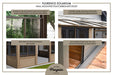 Detailed design features of the Gazebo Penguin Florence solarium in slate showcasing sliding doors and roof structure.