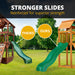 Side-by-side comparison showing Nantucket II's reinforced wave slide versus a competitor's thinner slide, demonstrating superior strength