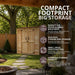 Outdoor Living Today Grand Garden Chalet 6x3 with cedar siding in a small backyard, offering compact-footprint storage for tools and equipment.