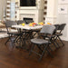 Gray Lifetime padded folding chairs from 4 pack placed around rectangular folding table indoors.
