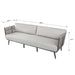 Studio shot of a grey rope weave sofa from the Elementi Milano Collection on a white background, with dimensions overlayed