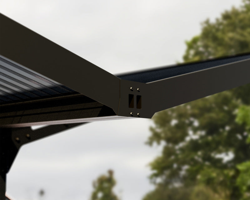 Corner section of Canopia Sydney Wave Double Carport, highlighting the gutter design.