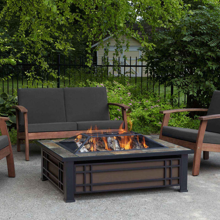 Hamilton wood burning fire pit outdoor lifestyle backyard patio setting