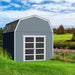 Handy Home Braymore wood storage shed in an open field.