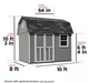 Briarwood Wood Shed Kit - 10ft x 8ft size with 10ft 2in peak height, 6ft 4in sidewall height, and 64in door opening.