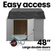 Handy Home Briarwood Wood Storage Shed Kit with open 48-inch large double doors for easy access.