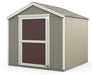 Handy Home Madera 8' x 8' Wood Shed Kit with brown doors and white trim