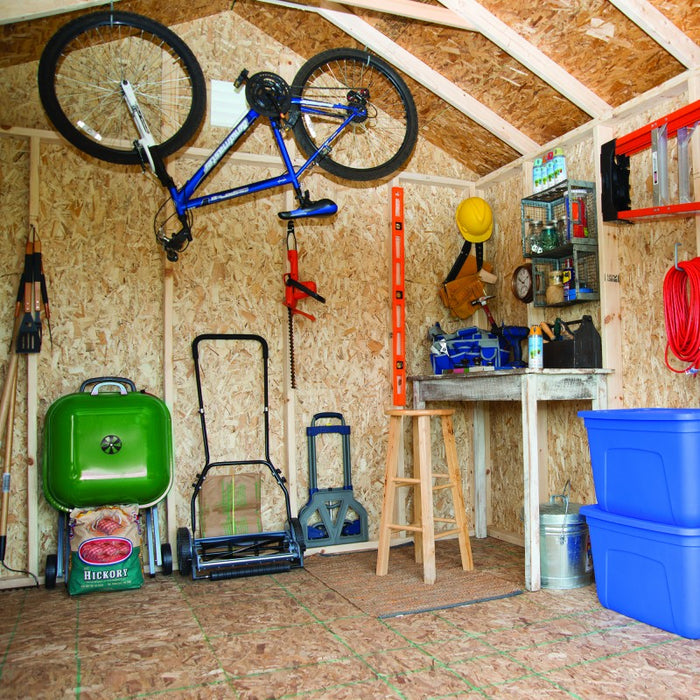  Interior of Handy Home Madera 8x8 Shed Showing Organized Tools and Storage