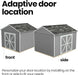 rookwood storage adaptive door front and side location illustration