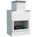 Front angled view of the Cal Flame Escape Fireplace Indio model with stucco finish and tile trim.