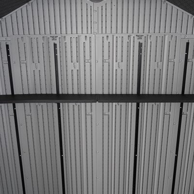 Interior wall panels of the Lifetime Shed Classic 10 x 8, highlighting the structured panel design.