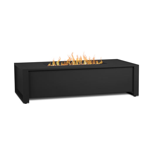 Real Flame Keenan rectangle fire pit table with robust flames, ideal for outdoor heating 6340LP-BLK-Main in white background