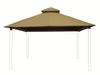Khaki OutDURA canopy mounted on Riverstone ACACIA Gazebo Roof Framing and Mounting Kit with steel frame and open leg layout.