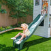 A kid sliding on the playset for kids