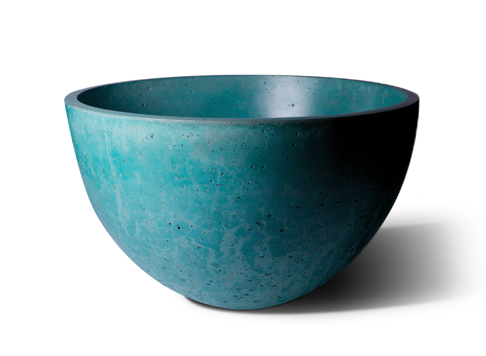 Slick Rock Classic Large 48 in. round concrete planter in teal seafoam stain