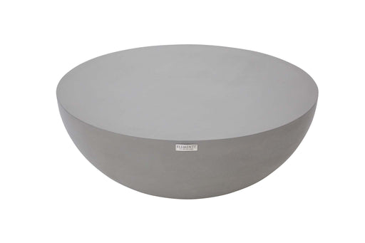 Side view of the Elementi Chronos Series large coffee table in space grey, with a focus on its round, elegant design.