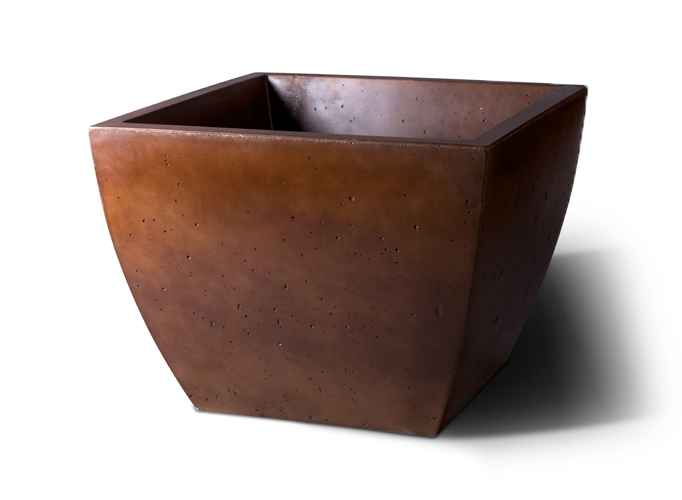 Slick Rock Square Large 36 in. square concrete planter in mahogany rust stain