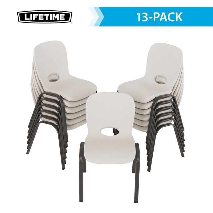 Lifetime 13 Pack Children's Stack Chair product image with stacked chairs and 13-pack label displayed above set