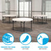 Lifetime 4 Pack 60 Inch Round Nesting Table set showing premium steel frame, lightweight build and durable edges