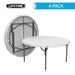 Lifetime 4 Pack 60 Inch Round Nesting Table set in white showing folded and open table design