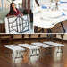 Lifetime 4 Pack 6-Foot Rectangle Nesting Table shown folded and arranged as a set of four on wood floor